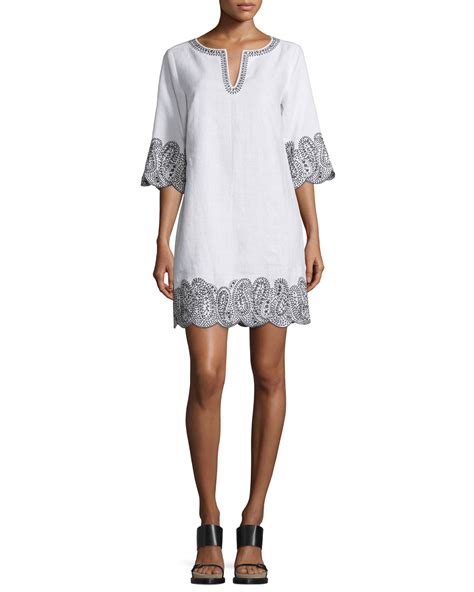 michael kors 3 4 length sleeves linen dress with pockets|Michael Kors georgette dress.